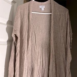 Long Light Tan/Beige Ribbed Cardigan